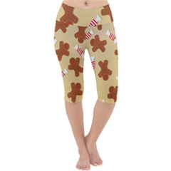 Gingerbread Christmas Time Lightweight Velour Cropped Yoga Leggings