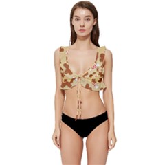 Gingerbread Christmas Time Low Cut Ruffle Edge Bikini Top by Pakjumat