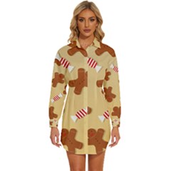 Gingerbread Christmas Time Womens Long Sleeve Shirt Dress