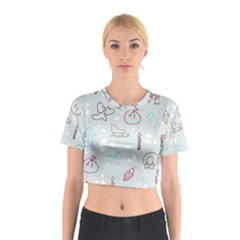 Winter Pattern Background Element Cotton Crop Top by Pakjumat