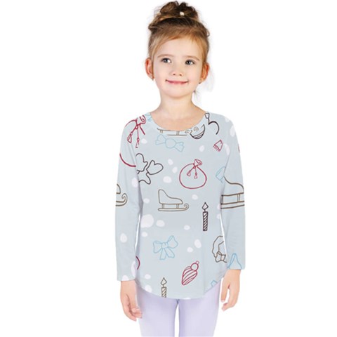 Winter Pattern Background Element Kids  Long Sleeve T-shirt by Pakjumat