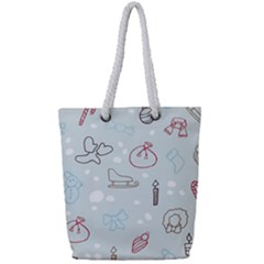 Winter Pattern Background Element Full Print Rope Handle Tote (small) by Pakjumat