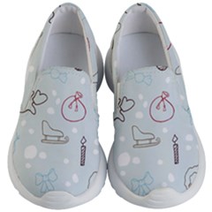 Winter Pattern Background Element Kids Lightweight Slip Ons by Pakjumat