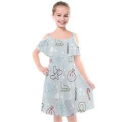 Winter Pattern Background Element Kids  Cut Out Shoulders Chiffon Dress by Pakjumat