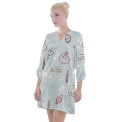 Winter Pattern Background Element Open Neck Shift Dress by Pakjumat