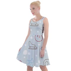 Winter Pattern Background Element Knee Length Skater Dress by Pakjumat