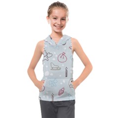 Winter Pattern Background Element Kids  Sleeveless Hoodie by Pakjumat