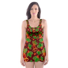 Christmas Pattern Skater Dress Swimsuit by Pakjumat