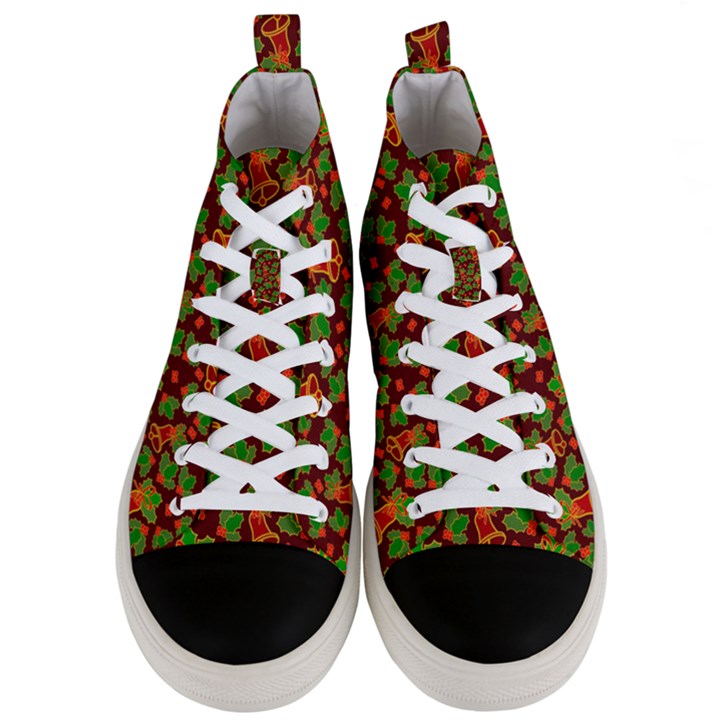 Christmas Wrapping Paper Men s Mid-Top Canvas Sneakers