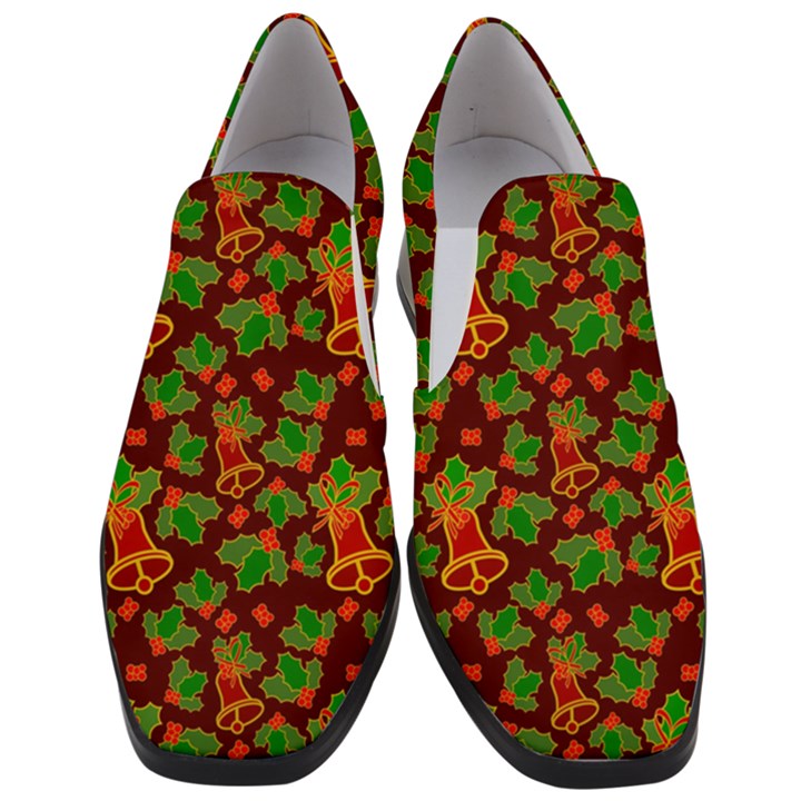 Christmas Pattern Women Slip On Heel Loafers