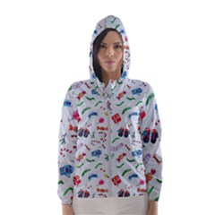 Illustration Christmas Pattern Women s Hooded Windbreaker by Pakjumat