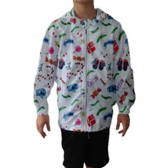 Illustration Christmas Pattern Kids  Hooded Windbreaker by Pakjumat