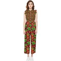 Christmas Pattern Women s Frill Top Chiffon Jumpsuit by Pakjumat