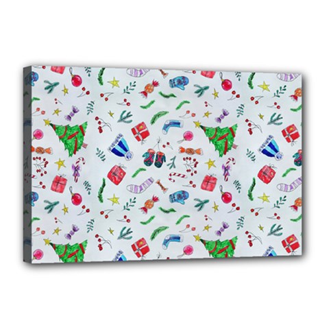 New Year Christmas Winter Canvas 18  X 12  (stretched) by Pakjumat