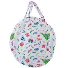 Illustration Christmas Pattern Giant Round Zipper Tote by Pakjumat