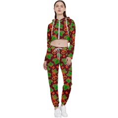 Christmas Wrapping Paper Cropped Zip Up Lounge Set by Pakjumat