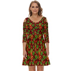 Christmas Pattern Shoulder Cut Out Zip Up Dress by Pakjumat