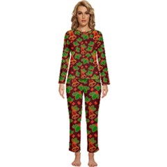 Template Christmas Pattern Womens  Long Sleeve Lightweight Pajamas Set by Pakjumat