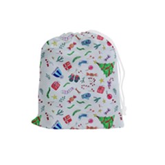 New Year Christmas Winter Drawstring Pouch (large) by Pakjumat