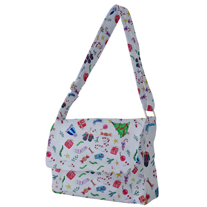 Illustration Christmas Pattern Full Print Messenger Bag (S)