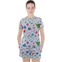 Illustration Christmas Pattern Women s T-Shirt and Shorts Set View1