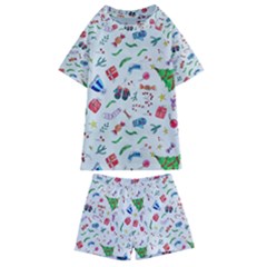 Illustration Christmas Pattern Kids  Swim T-shirt And Shorts Set by Pakjumat