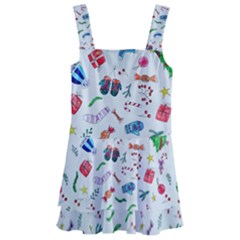 Illustration Christmas Pattern Kids  Layered Skirt Swimsuit by Pakjumat