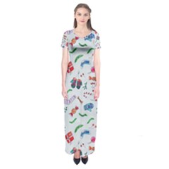 New Year Christmas Winter Short Sleeve Maxi Dress by Pakjumat