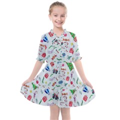 Illustration Christmas Pattern Kids  All Frills Chiffon Dress by Pakjumat