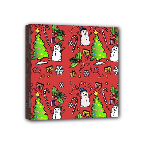 Santa Snowman Gift Holiday Mini Canvas 4  X 4  (stretched) by Pakjumat