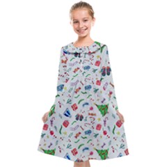 Illustration Christmas Pattern Kids  Midi Sailor Dress by Pakjumat