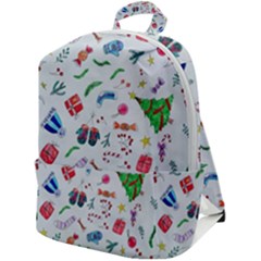 Illustration Christmas Pattern Zip Up Backpack by Pakjumat