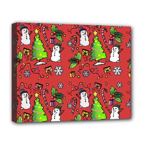 Santa Snowman Gift Holiday Deluxe Canvas 20  X 16  (stretched) by Pakjumat