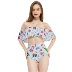 Illustration Christmas Pattern Halter Flowy Bikini Set  by Pakjumat