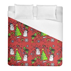 Santa Snowman Gift Holiday Duvet Cover (full/ Double Size) by Pakjumat