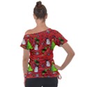 Santa Snowman Gift Holiday Off Shoulder Tie-Up T-Shirt View2