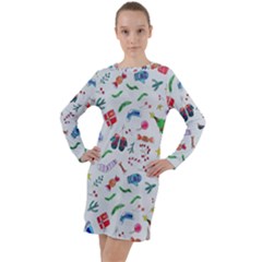 New Year Christmas Winter Long Sleeve Hoodie Dress by Pakjumat