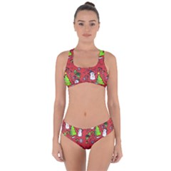 Santa Snowman Gift Holiday Criss Cross Bikini Set by Pakjumat