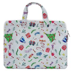 New Year Christmas Winter Macbook Pro 13  Double Pocket Laptop Bag by Pakjumat