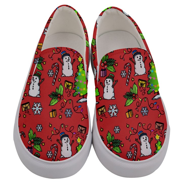 Santa Snowman Gift Holiday Men s Canvas Slip Ons