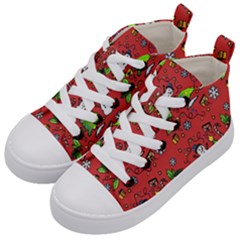 Santa Snowman Gift Holiday Kids  Mid-top Canvas Sneakers by Pakjumat