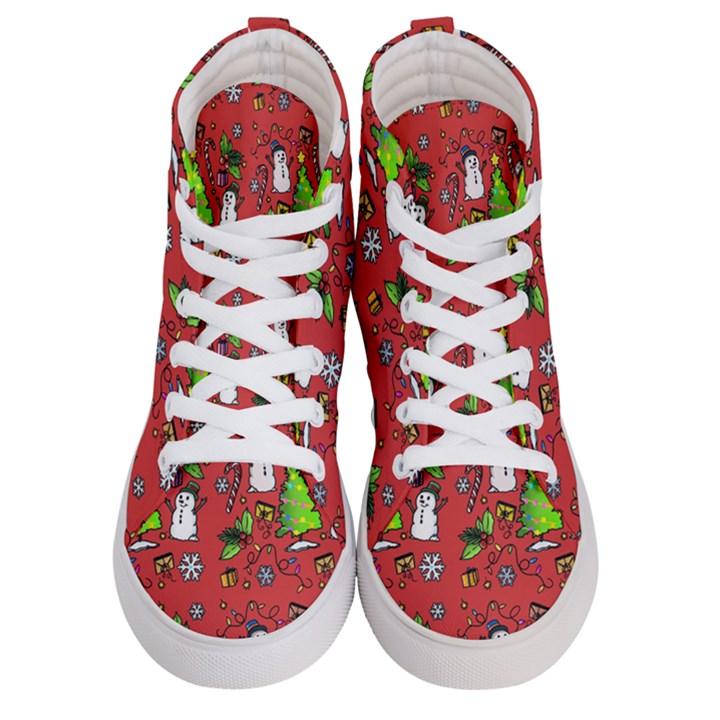 Santa Snowman Gift Holiday Men s Hi-Top Skate Sneakers