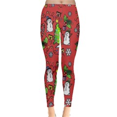 Santa Snowman Gift Holiday Inside Out Leggings by Pakjumat