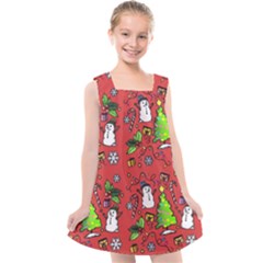 Santa Snowman Gift Holiday Kids  Cross Back Dress by Pakjumat