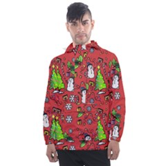 Santa Snowman Gift Holiday Men s Front Pocket Pullover Windbreaker by Pakjumat