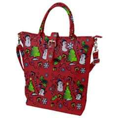 Santa Snowman Gift Holiday Buckle Top Tote Bag by Pakjumat