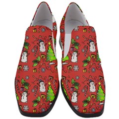 Santa Snowman Gift Holiday Women Slip On Heel Loafers by Pakjumat