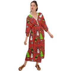 Santa Snowman Gift Holiday Grecian Style  Maxi Dress by Pakjumat