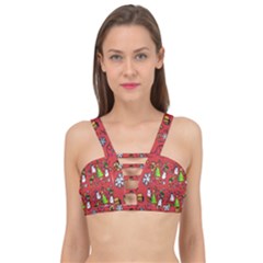 Santa Snowman Gift Holiday Cage Up Bikini Top by Pakjumat