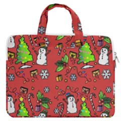 Santa Snowman Gift Holiday Macbook Pro 13  Double Pocket Laptop Bag by Pakjumat